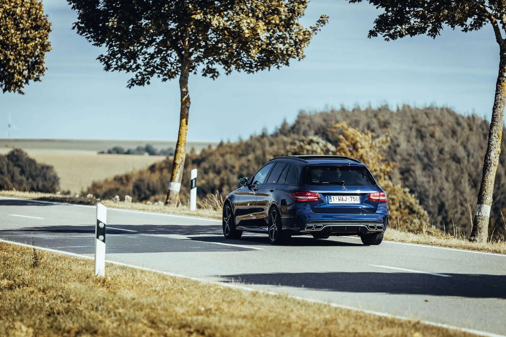 Blue Mercedes C63 AMG
