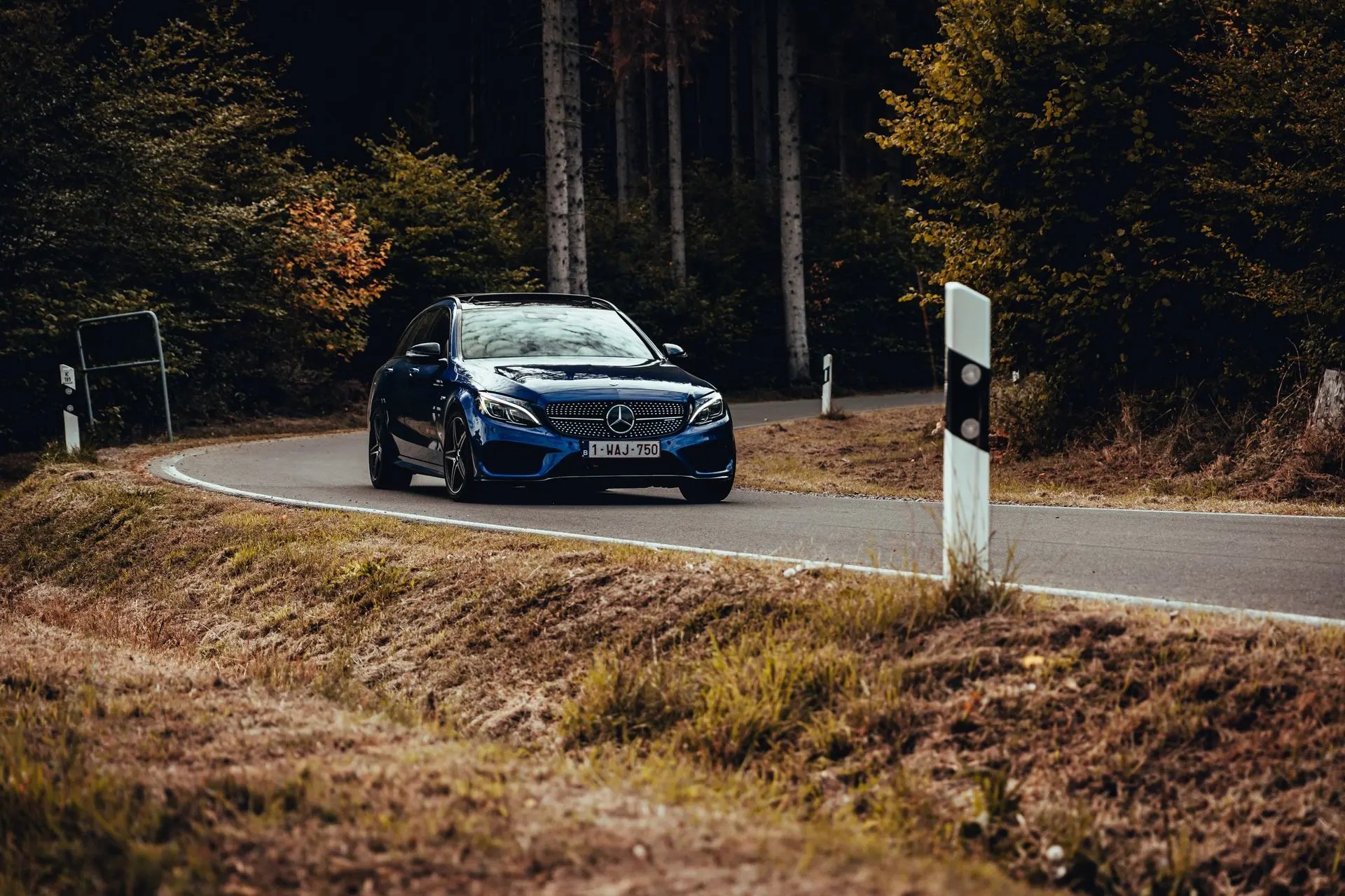 Blue Mercedes-Benz C63 AMG